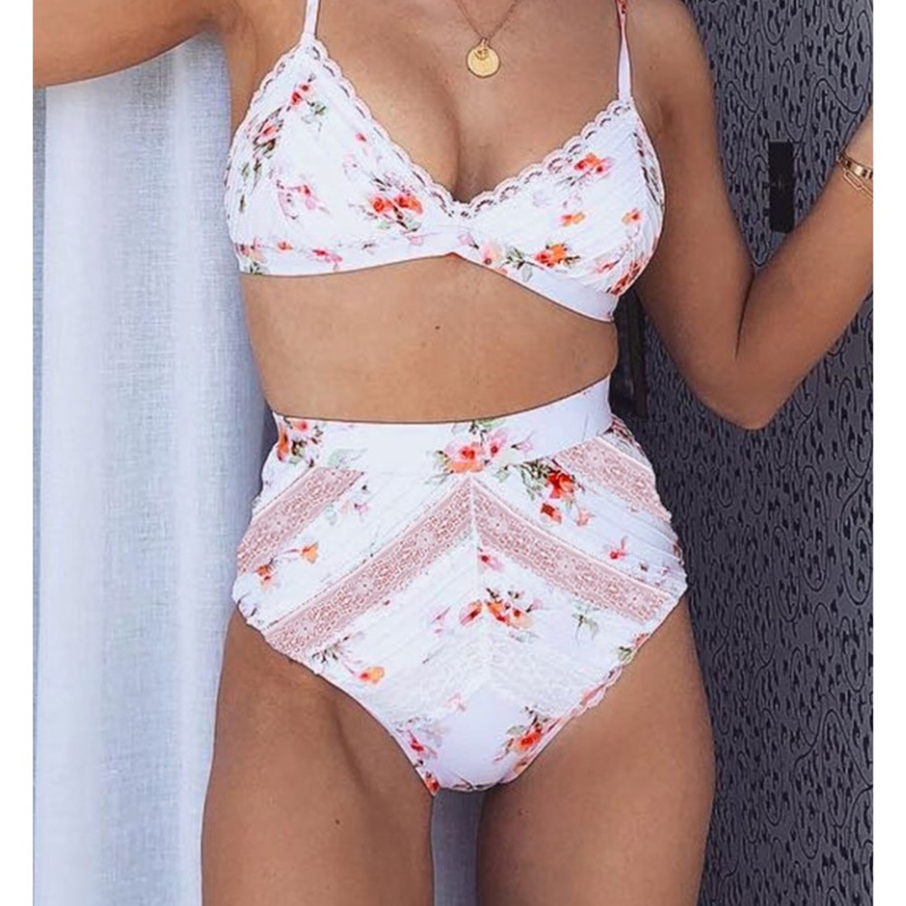 DOKIFANS floral white lace bikini set
